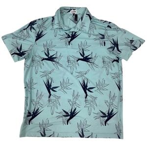 Men’s adidas Golf Polo Leaf Print Short Sleeve Shirt Size L